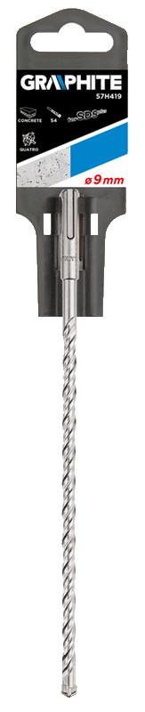 Grąžtas Wiertło SDS Plus betono gręžtuvas, 9 x 260 mm, S4, keturių dalių