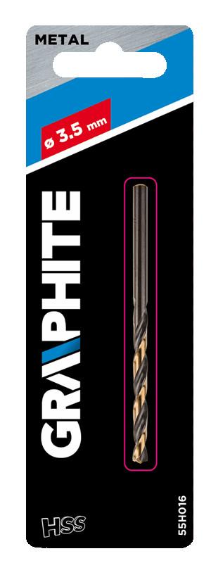 Graphite Wiertło HSS-CNC metalo grąžtas, 124°, „Pro-Tec“, 3,5 mm