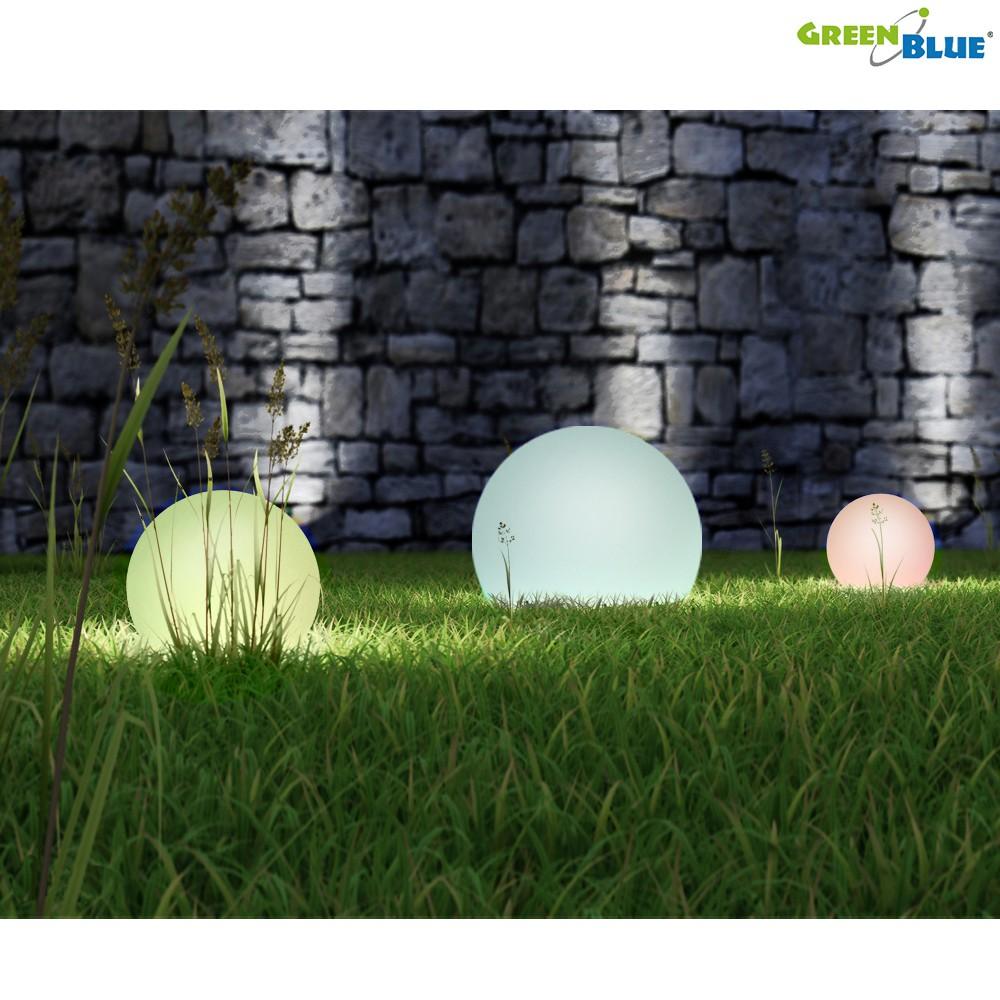 Solarna „GreenBlue“ saulės energija varomas šviestuvas, laisvai pastatomas, sodo, rutulio formos, 25x25x58cm, RGB LED, GB165