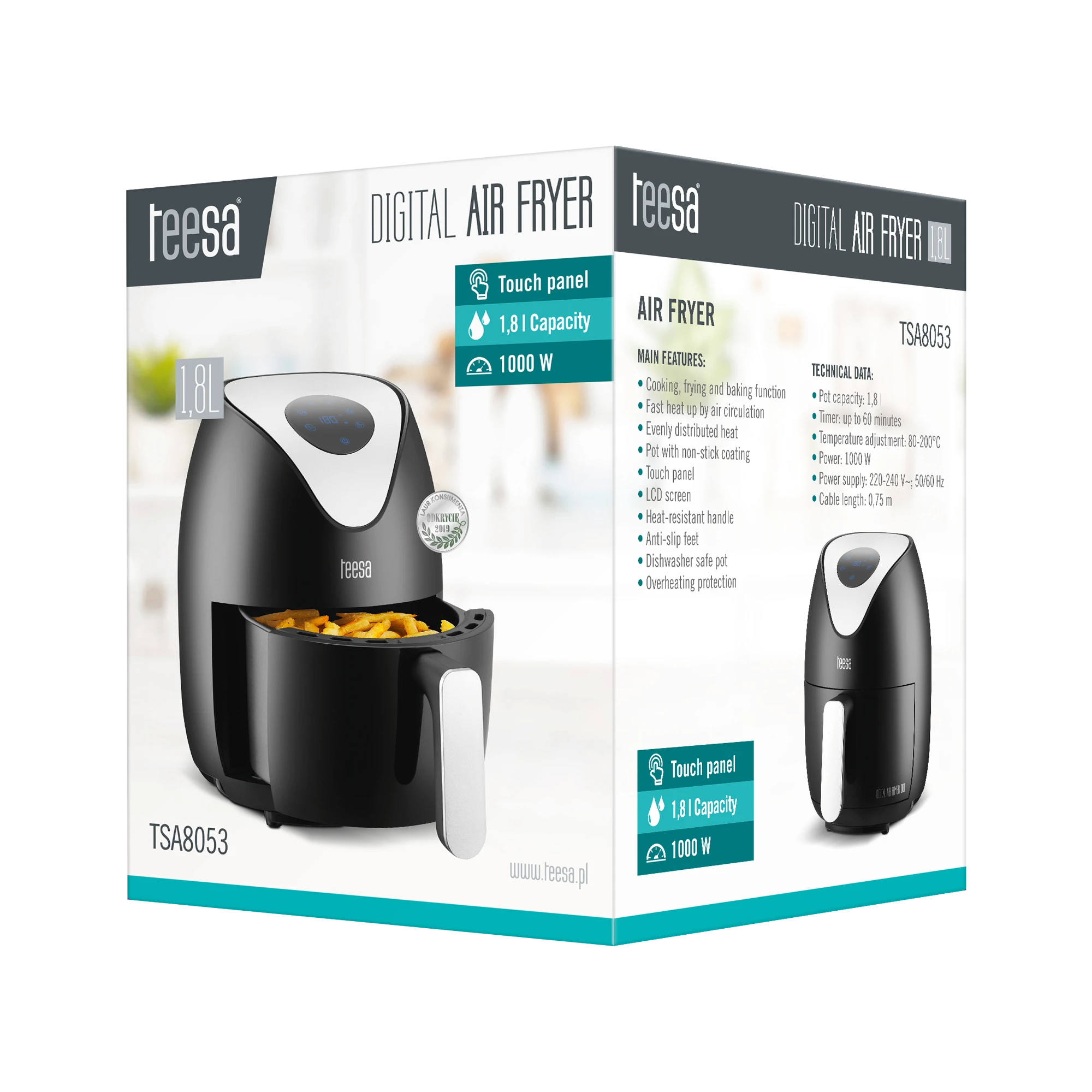 Kruger & Matz TEESA DIGITAL AIR FRYER 1.8l oro gruzdintuvė