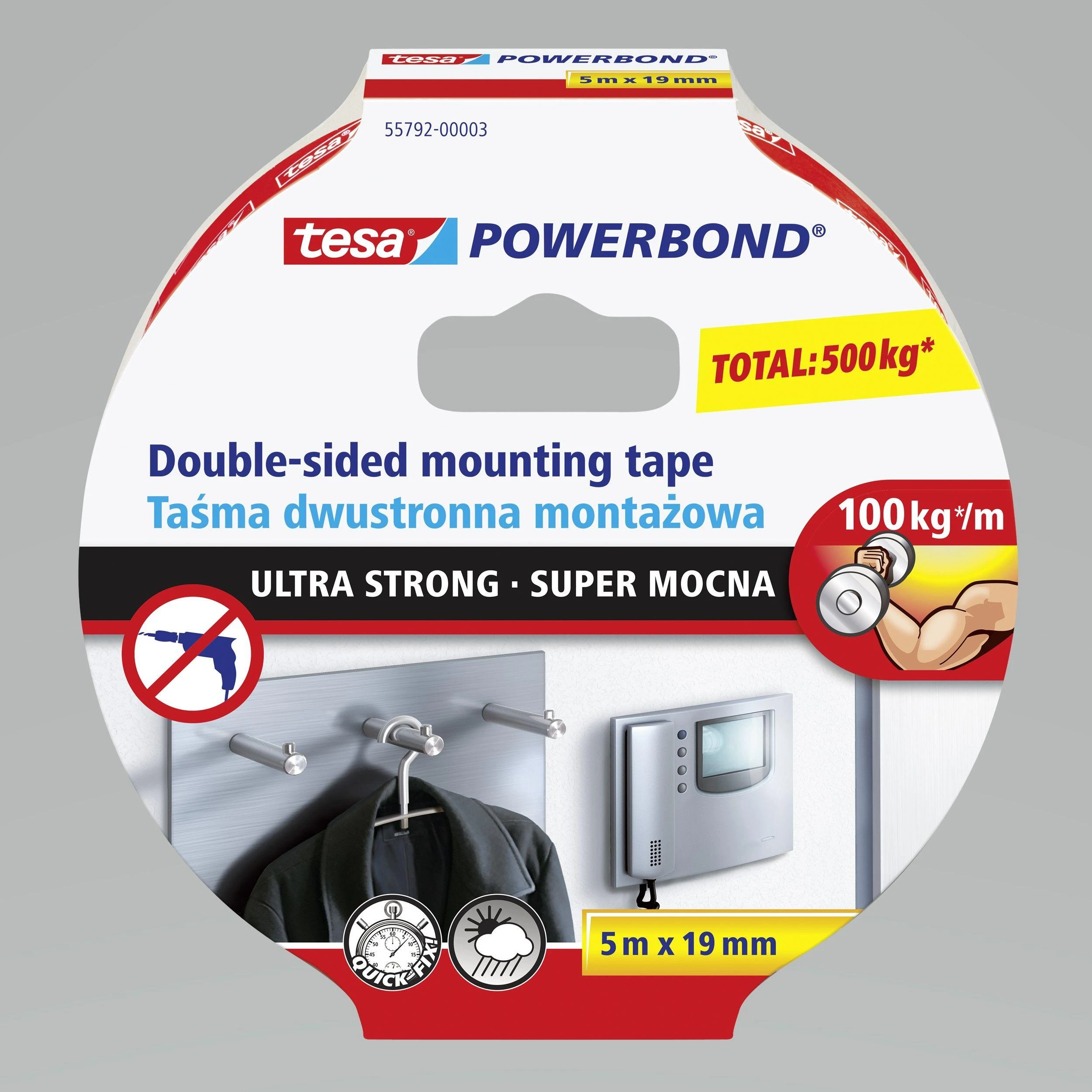 Dvipusė lipnioji juosta Tesa Ultra Strong 5m x 19mm, balta
