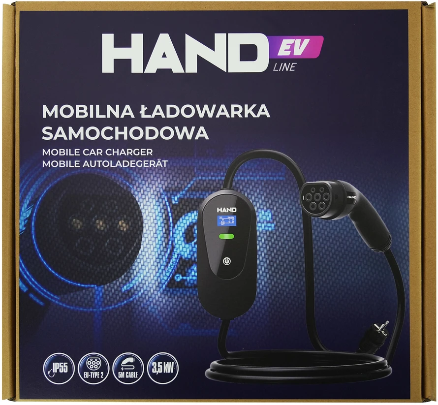Hand Ev Įkroviklis samochodowa mobili regulowana type 2; 3.5 kw; 220v; 16a; ip55; dł przewodu 5m