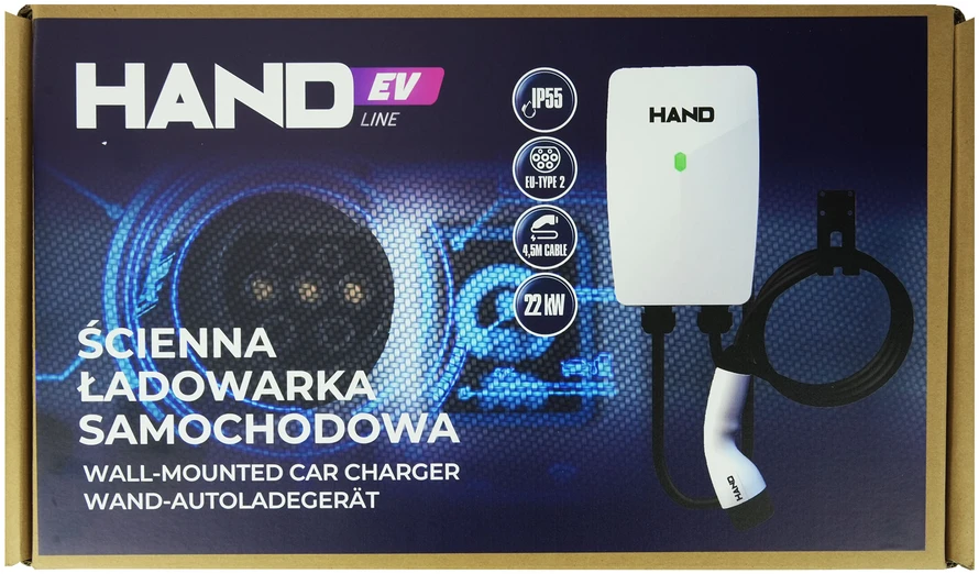 Hand Ev Įkroviklis samochodowa ścienna type 2; 22kw; 380v; 32a; ip55; dł przewodu 4,5mb