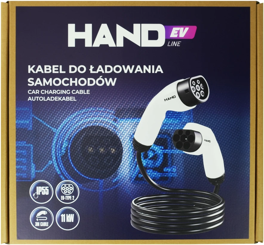 Hand Ev Kabelis do ładowania samochodów Plastrol Kabelis do ładowania samochodówTYPE 2 11kW 380V 16A IP55 dł przewodu 3mb