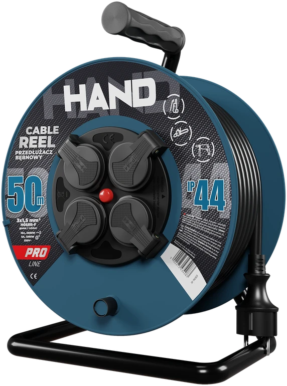 Hand Pro Plastrol Būgninis ilgintuvas 50m 3×1,5mm 16A / 3680W / IP44