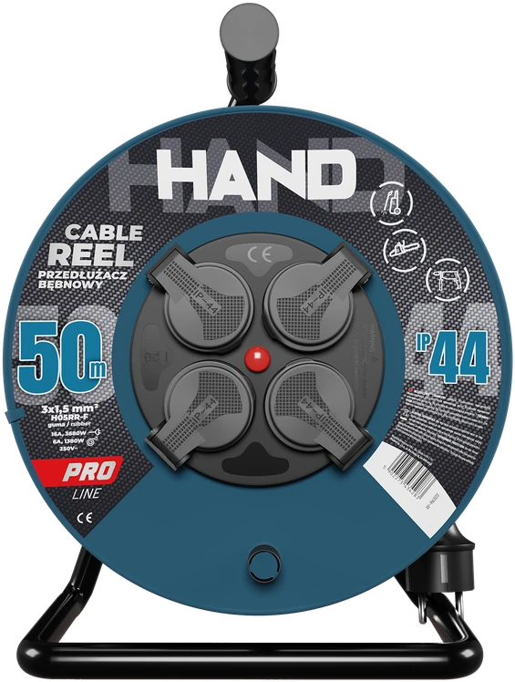 Hand Pro Plastrol Būgninis ilgintuvas 50m 3×1,5mm 16A / 3680W / IP44