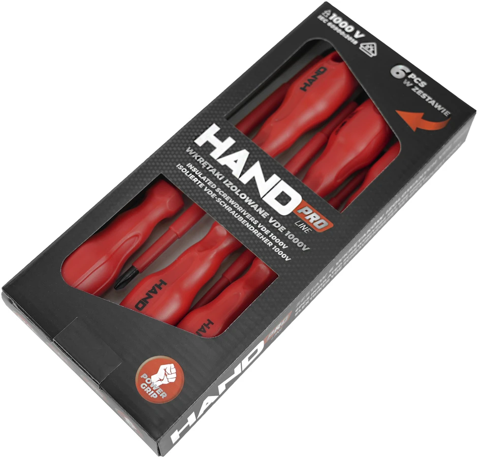 Hand Pro Rinkinys wkrętaków izolowanych vde 1000v 6 vnt. raudona
