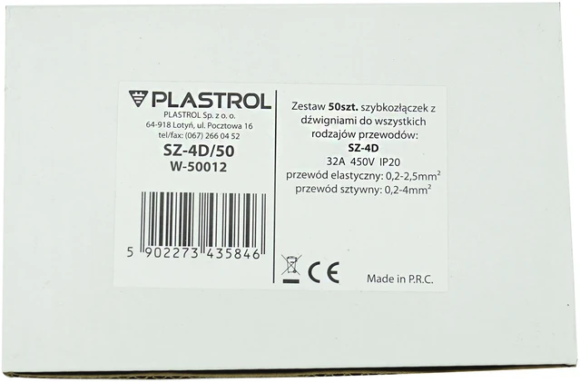 HAND Rinkinys 50szt szybkozłączek su dźwigniami do wszystkich rodzajów przewodów: sz-4d; 32a ; 450v;przewód elastyczny 0,2-1,5mm?,przewód sztywny 0,2-4mm?