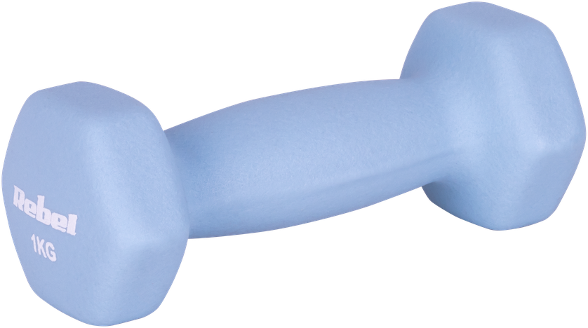 Hantelki HEX 2x1kg neopreno ketaus hanteliai, REBEL ACTIVE
