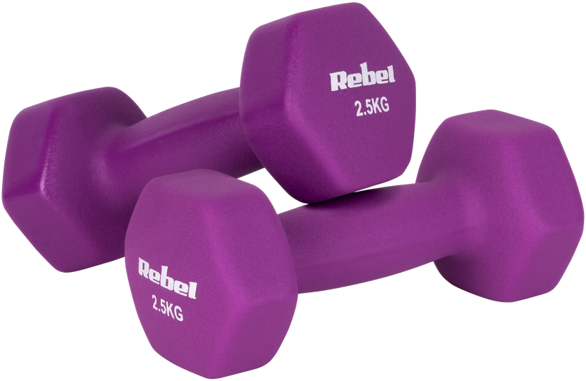 Hantelki Ketaus neopreno hanteliai HEX 2x2,5kg, REBEL ACTIVE