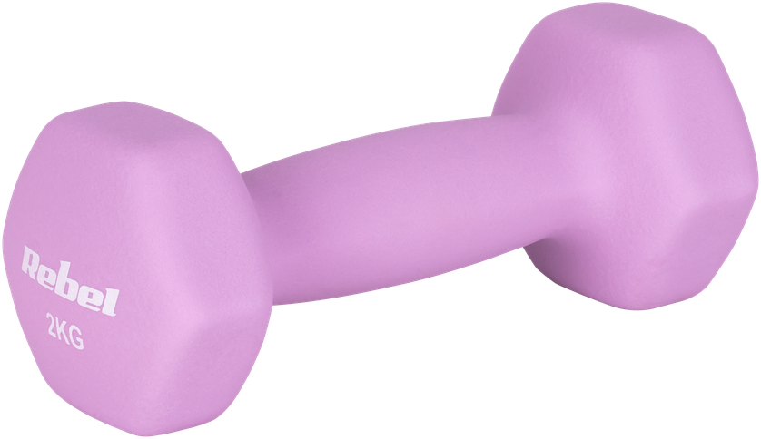 Hantelki HEX 2x2kg neopreno ketaus hanteliai, REBEL ACTIVE