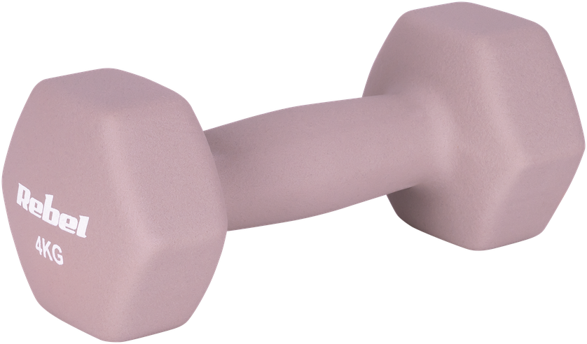 Hantelki HEX 2x4kg neopreno ketaus hanteliai, REBEL ACTIVE