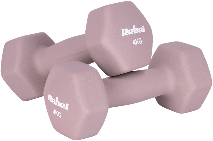 Hantelki HEX ketaus neopreno hantelių rinkinys 30 kg (2x1kg+2x2kg+2x3kg+2x4kg+2x5kg), REBEL ACTIVE