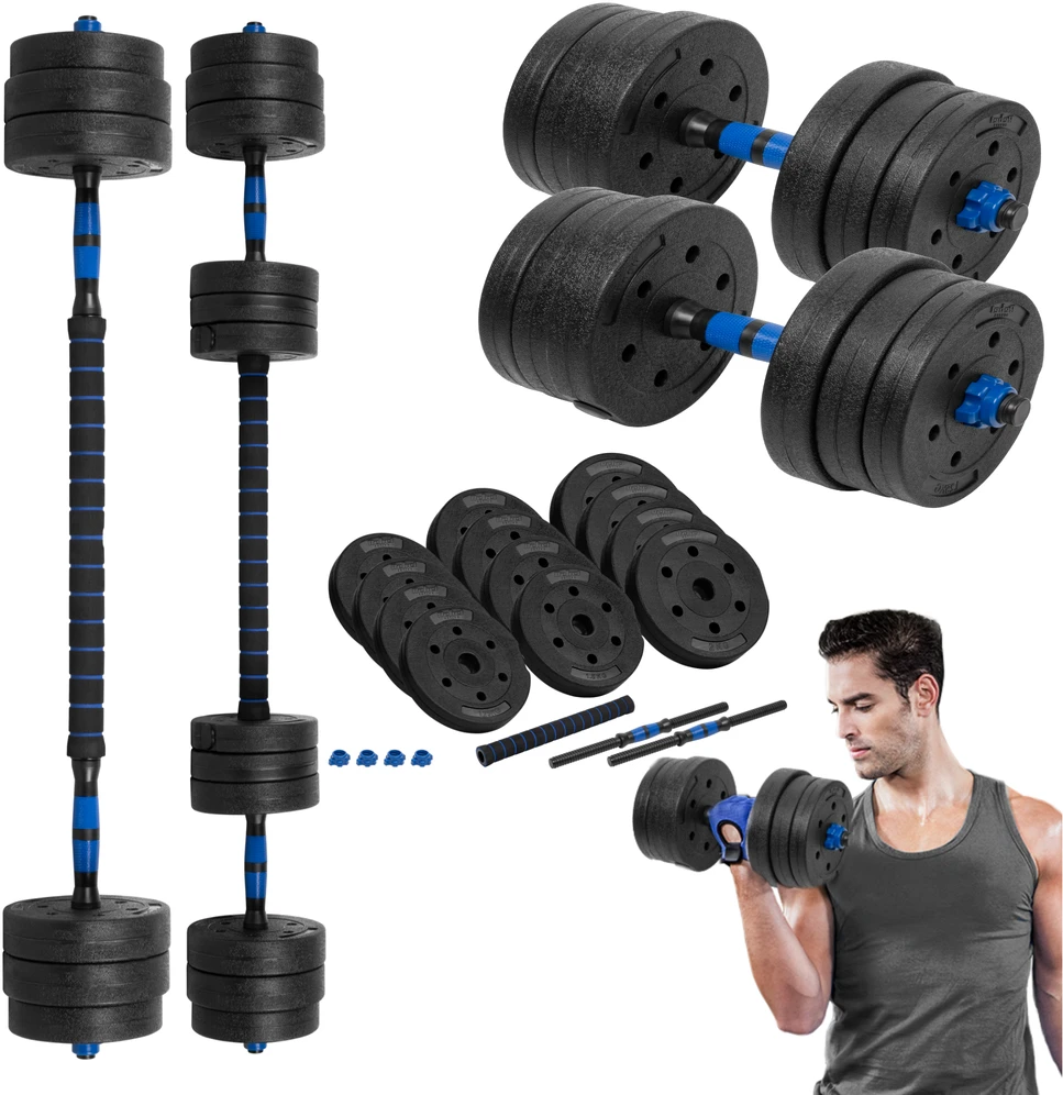 Reguliuojami bituminiai hanteliai su jungtimi 2x10kg, REBEL ACTIVE