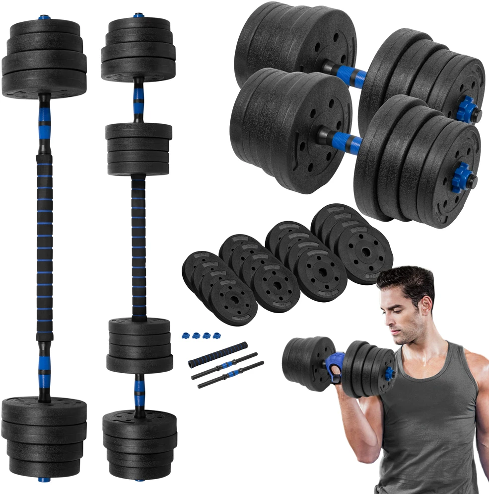 Reguliuojami bituminiai hanteliai su jungtimi 2x15kg, REBEL ACTIVE