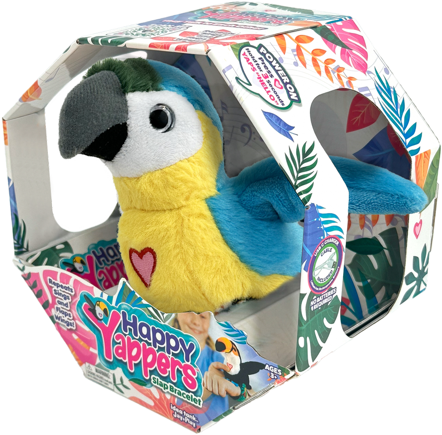 HAPPY YAPPERS interaktyvus pliušinis paukštis - Mėlynoji Ara