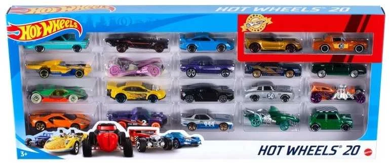 Mattel Dvidešimties „Hot Wheels“ automodelių rinkinys