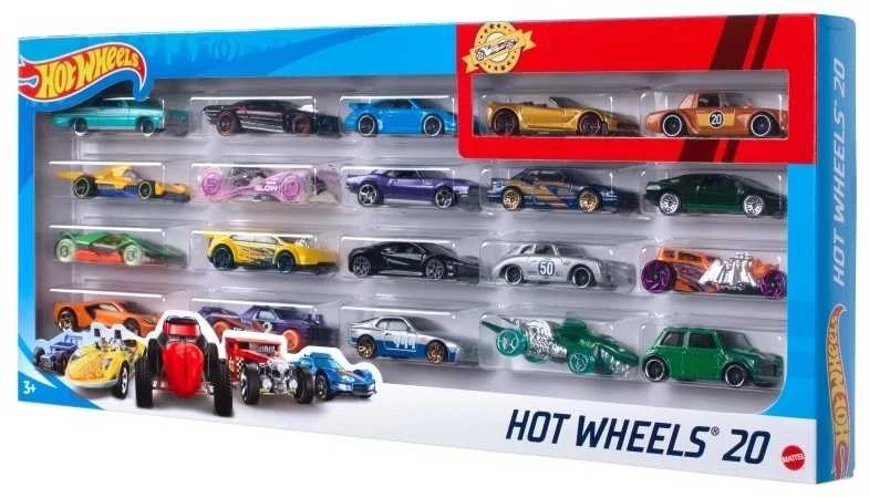 Mattel Dvidešimties „Hot Wheels“ automodelių rinkinys