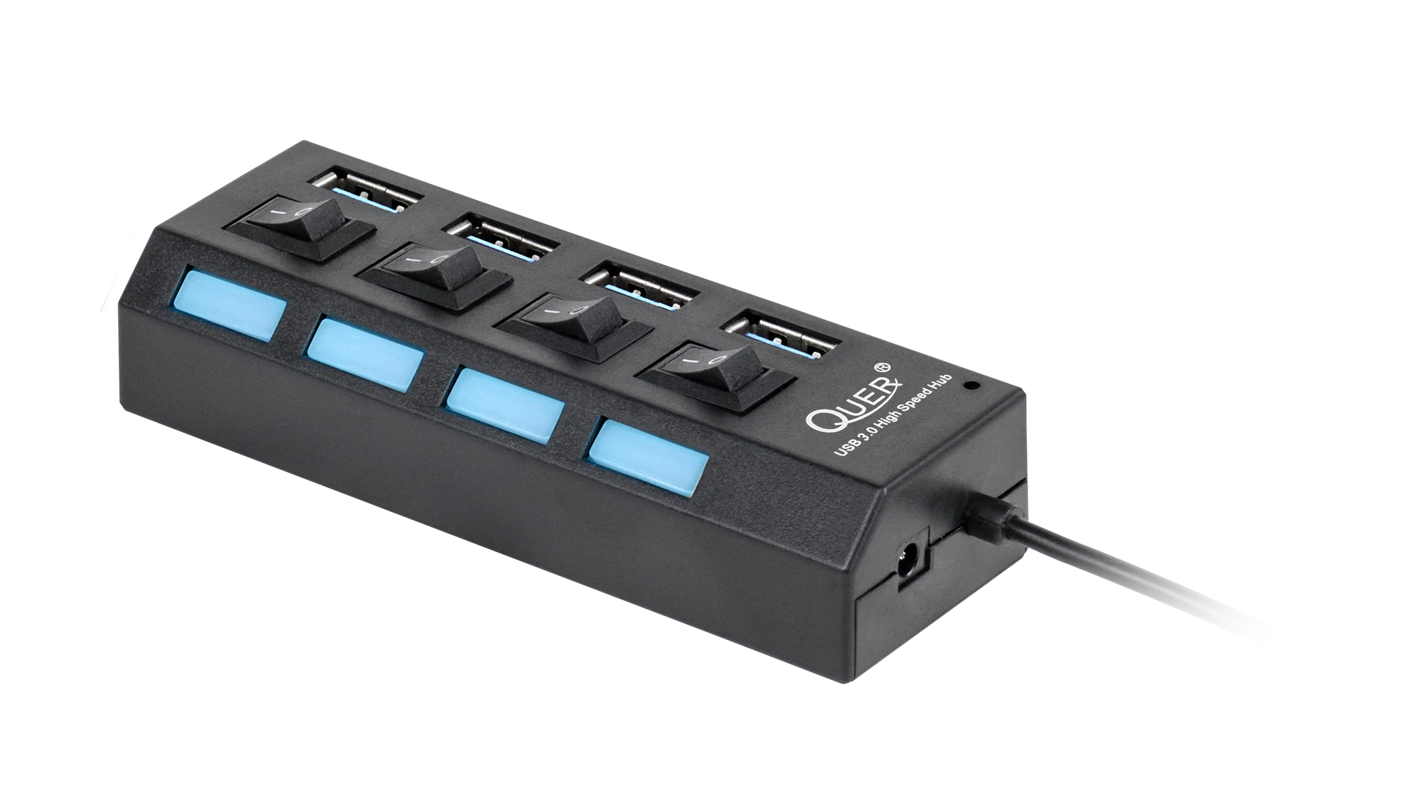 Juodas USB 3.0 šakotuvas su jungikliais