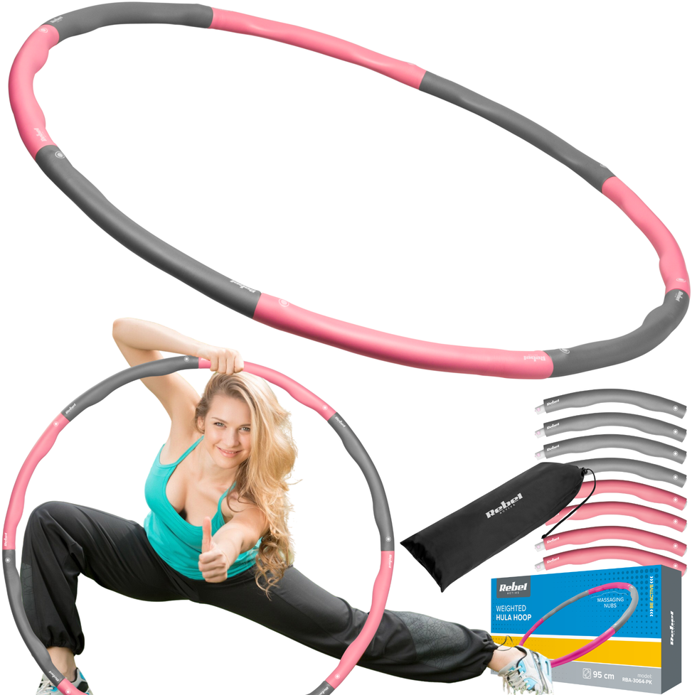 Hula Hop liekninamasis ratas 95 cm, rožinis, REBEL ACTIVE