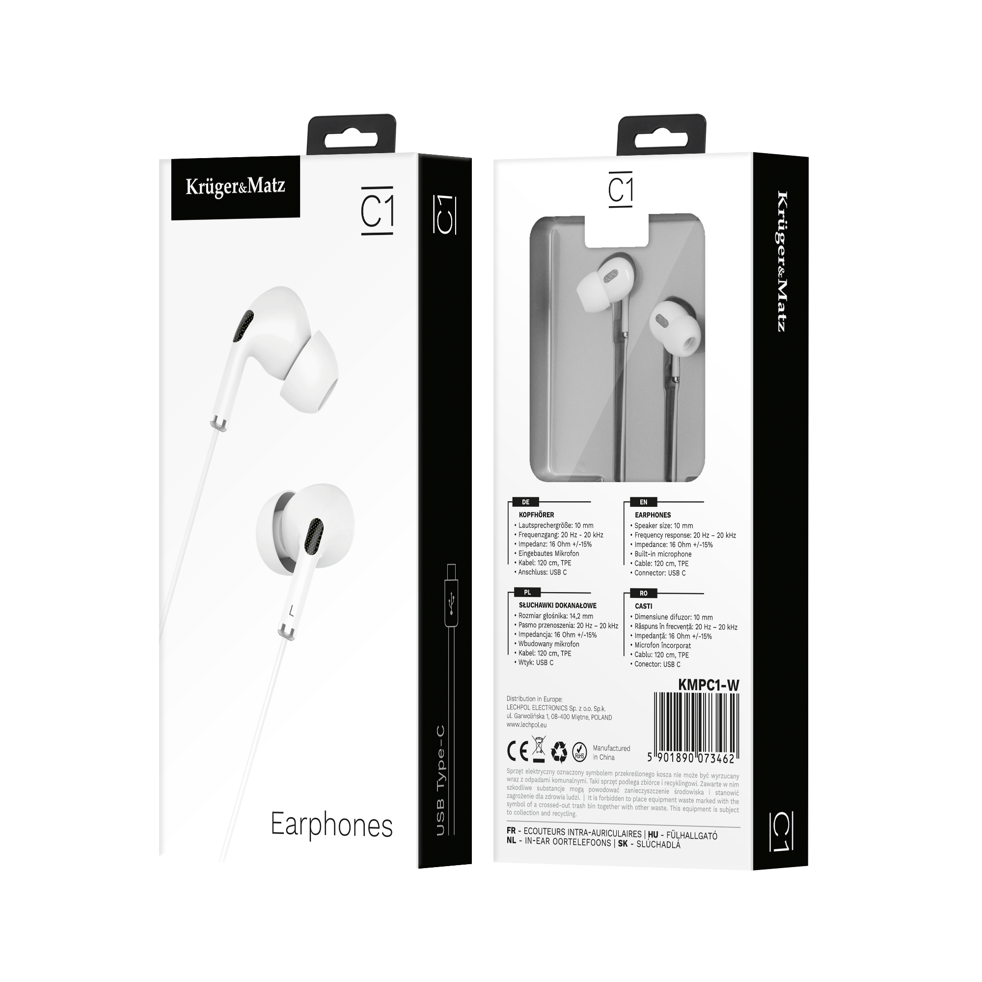 Kruger & Matz C1 ausinės su mikrofonu USB-C