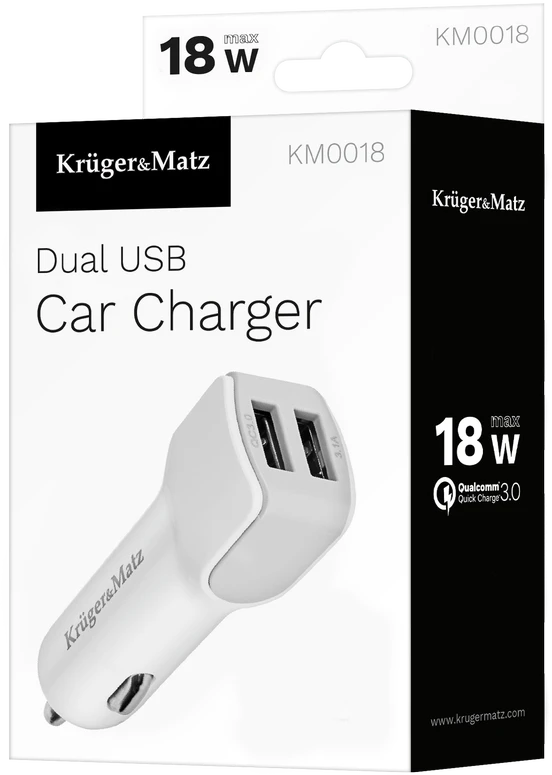 Kruger & Matz 2xUSB 2400 mA automobilinis įkroviklis