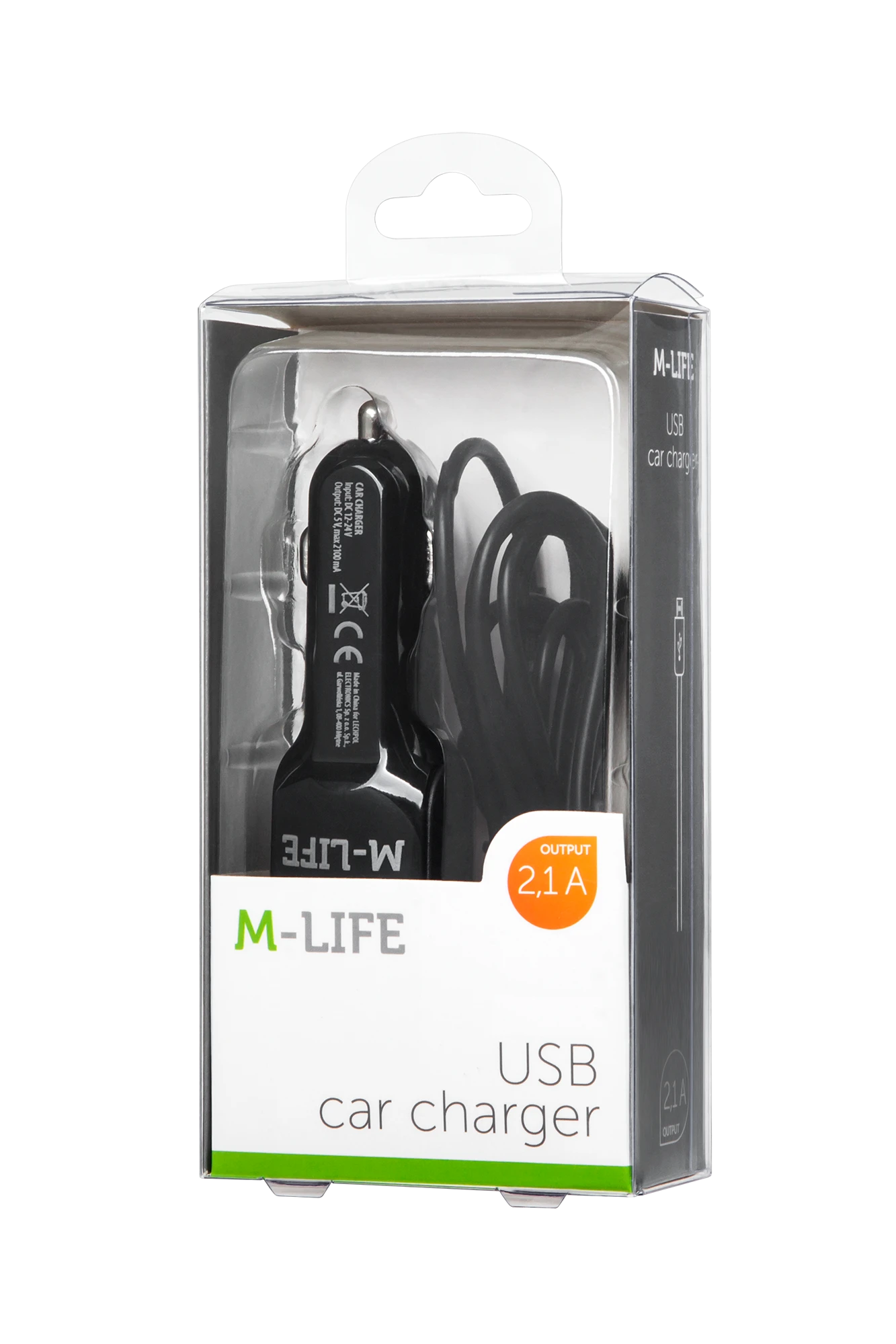 M-Life automobilinis įkroviklis Apple iPhone iPad + USB 2100 mA