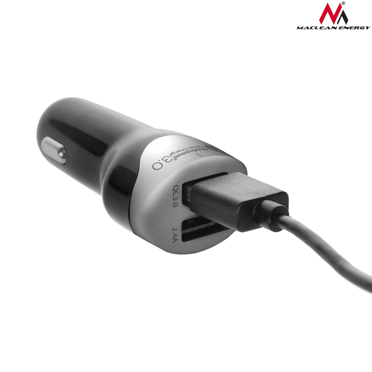 MACLEAN MCE157 Maclean MCE157 Automobilinis pakrovėjas max4,8A 2xUSB Qualcomm QC QC 3.0 plus 1,5m sidabrinis