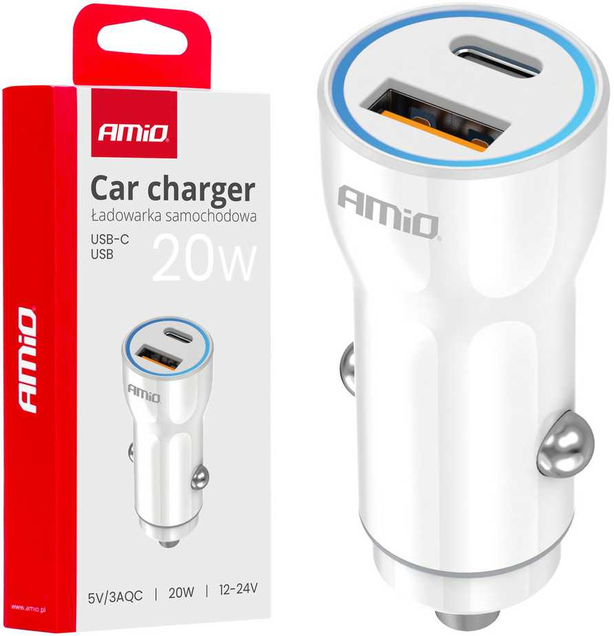Mikrobangų krosnelė AMiO Mikrobangų krosnelė Samochodowa USB-A+ USB-C 20W amio-03881