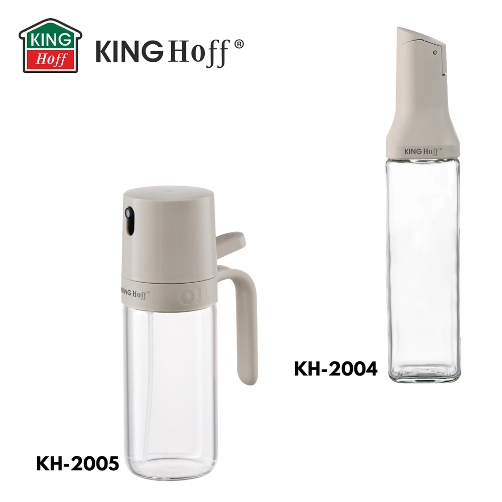 King Hoff Buteliukas Butelis su pilstymo antgaliu 500 ml aliejui ir actui, stiklinis, kinghoff, kh-2004