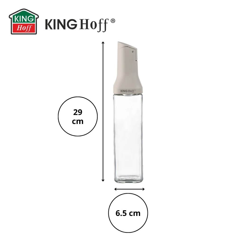 King Hoff Buteliukas Butelis su pilstymo antgaliu 500 ml aliejui ir actui, stiklinis, kinghoff, kh-2004