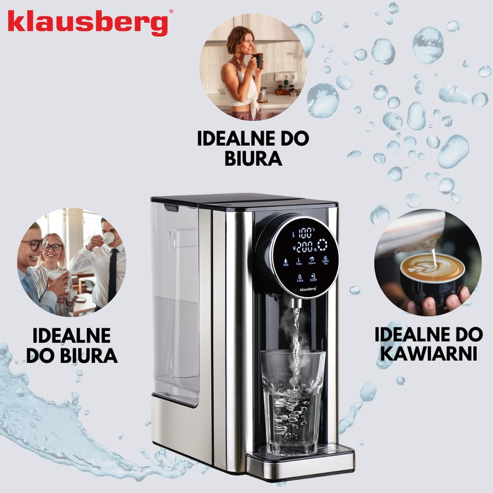 Dozownik Karšto vandens dozatorius, dozatorius, LED jutiklinis skydelis, temperatūros ir tūrio valdymas, 2,7 l, Klausberg, kb-7880