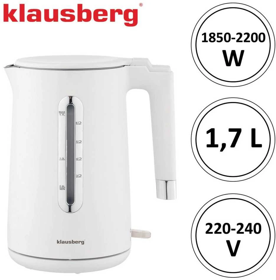 Virdulys, Elektrinis virdulys, baltas, 1,7 l, klausberg, KB-7890