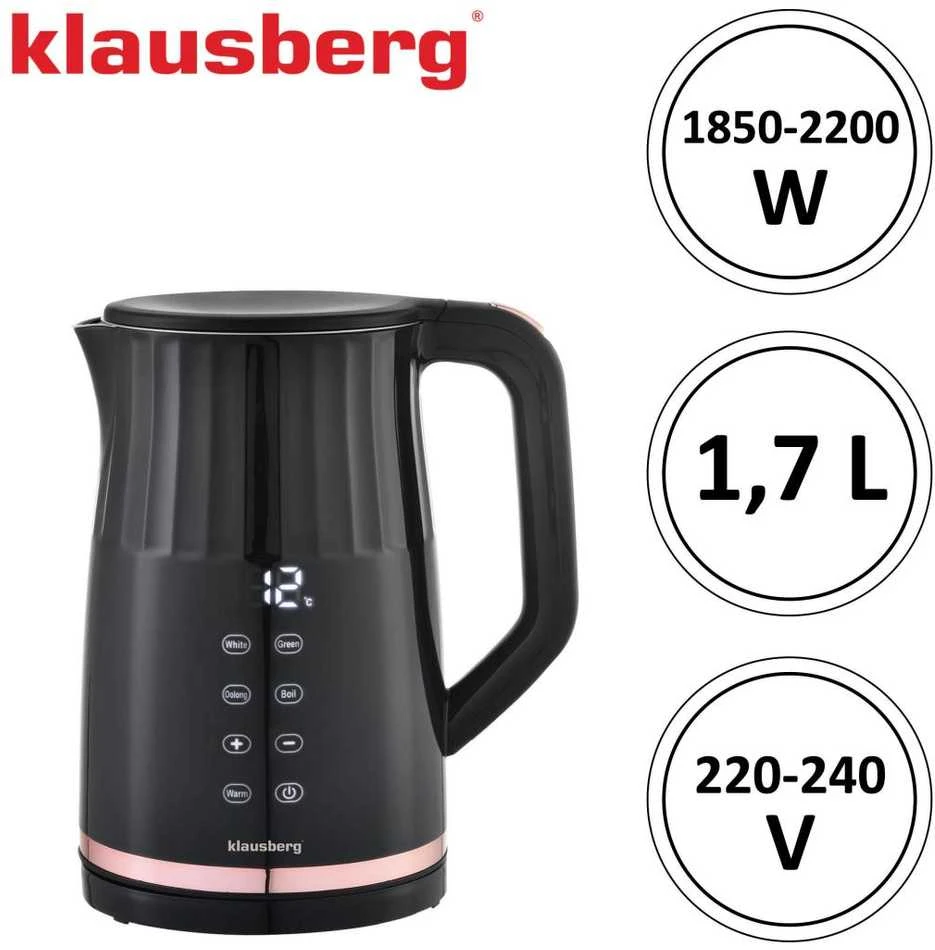 Virdulys, Elektrinis virdulys, su LED ekranu, 1,7 l, Klausberg, kb-7896