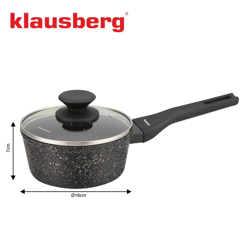 Marmurinis puodas 16 cm su dangčiu, nelimpantis, Klausberg kb-7986