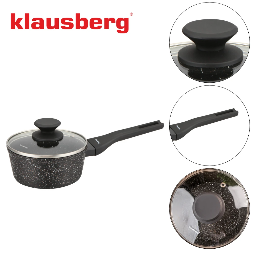 Marmurinis puodas 16 cm su dangčiu, nelimpantis, Klausberg kb-7986