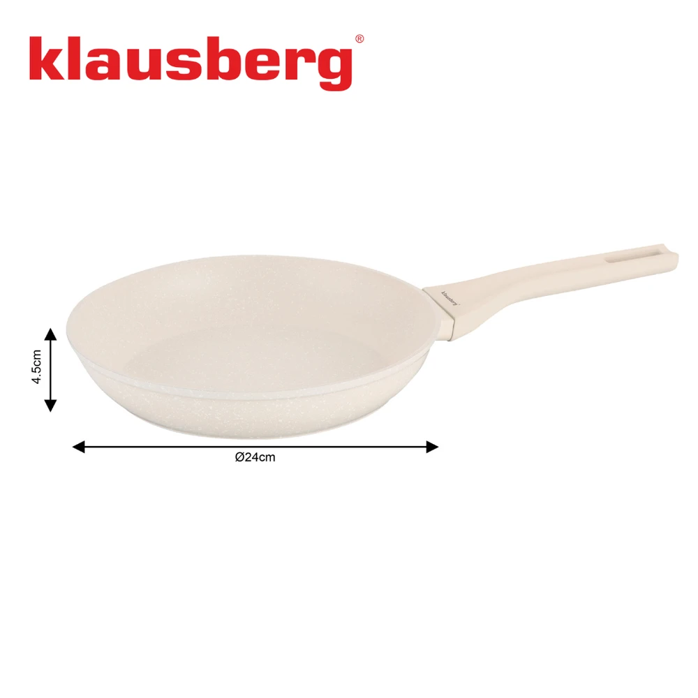 Marmurinė keptuvė 24 cm, kreminė, nelimpanti, klausberg KB-7989