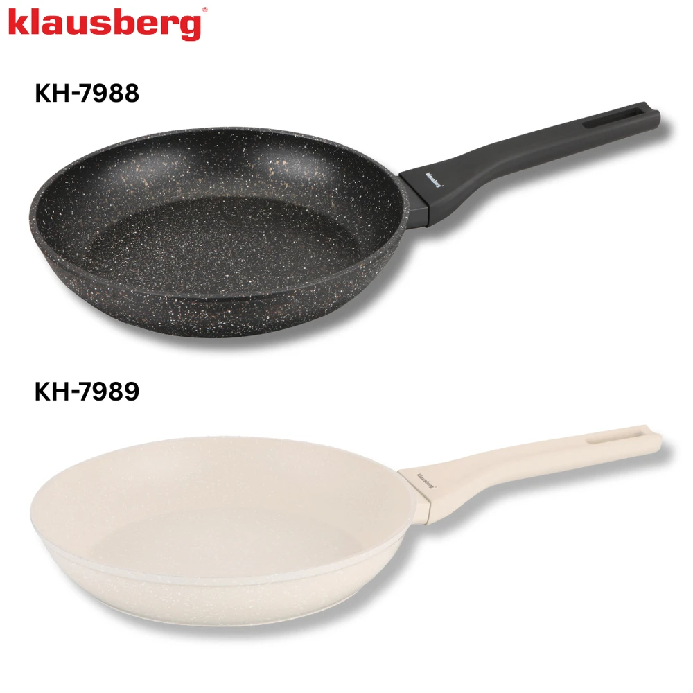 Marmurinė keptuvė 24 cm, kreminė, nelimpanti, klausberg KB-7989