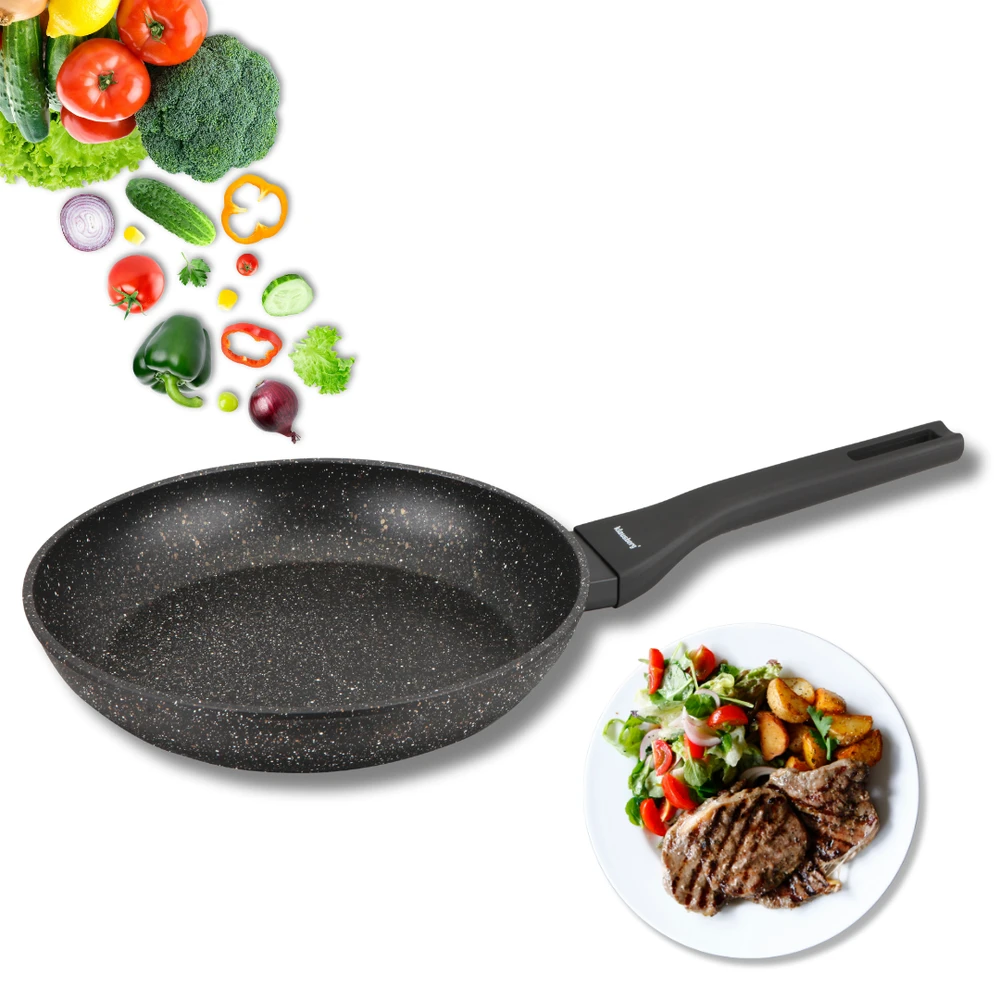 Marmurinė keptuvė 24 cm, juoda, nelimpanti, klausberg KB-7988