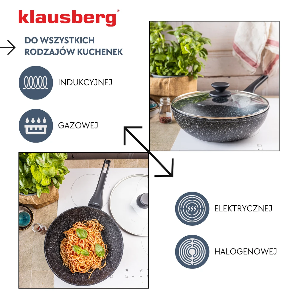 Keptuvė Marmurinė vok keptuvė 28 cm su dangčiu, klausberg KB-7990
