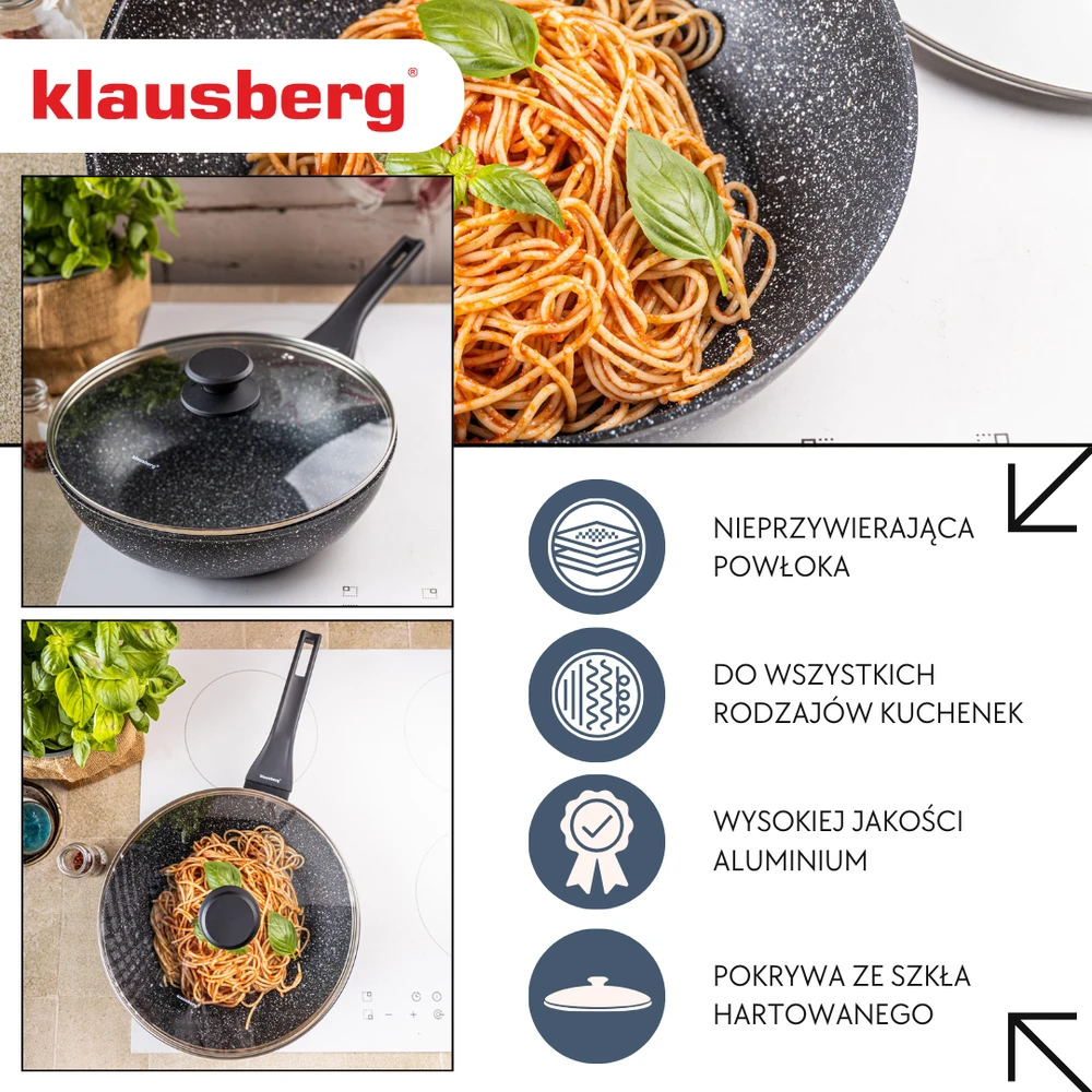 Keptuvė Marmurinė vok keptuvė 28 cm su dangčiu, klausberg KB-7990