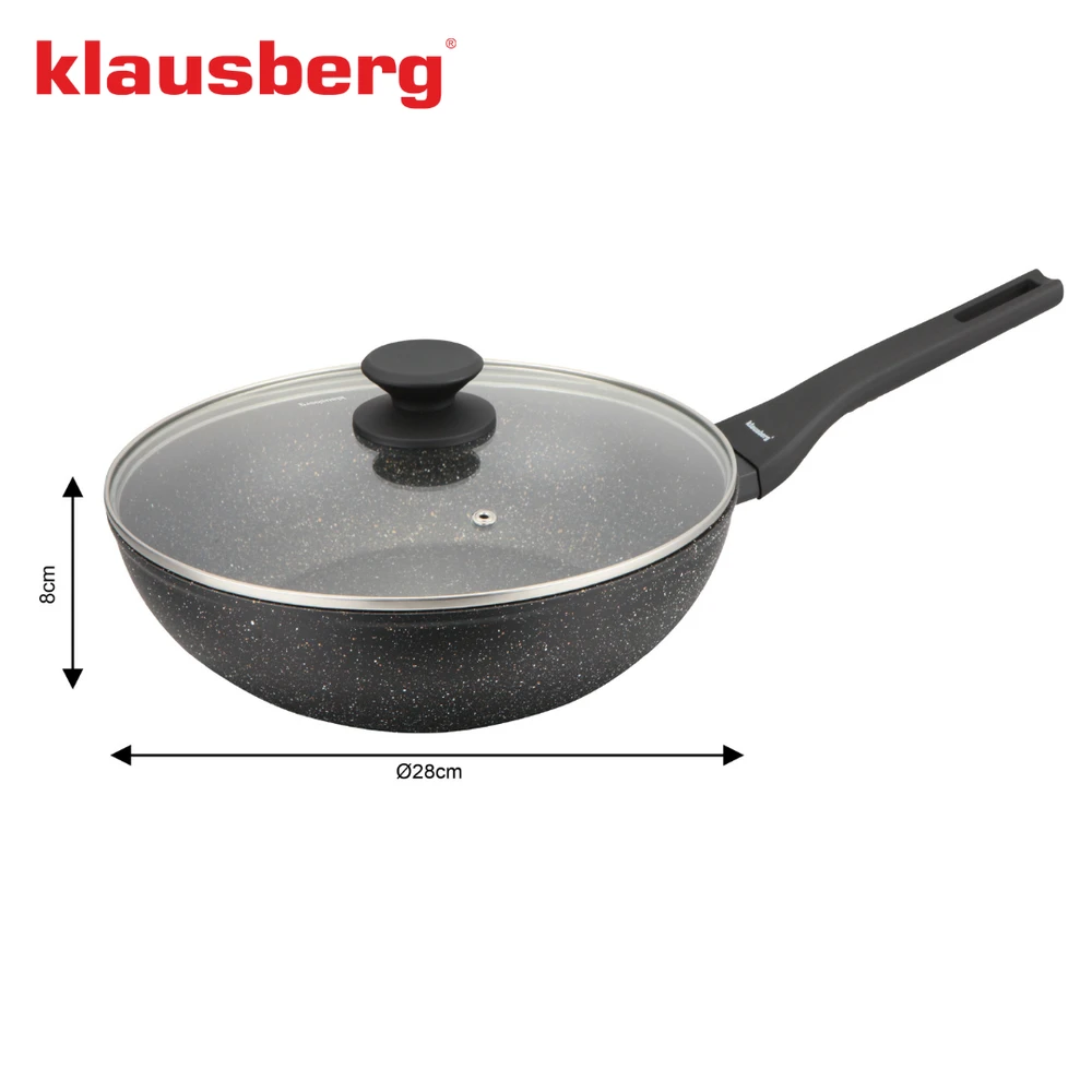 Keptuvė Marmurinė vok keptuvė 28 cm su dangčiu, klausberg KB-7990