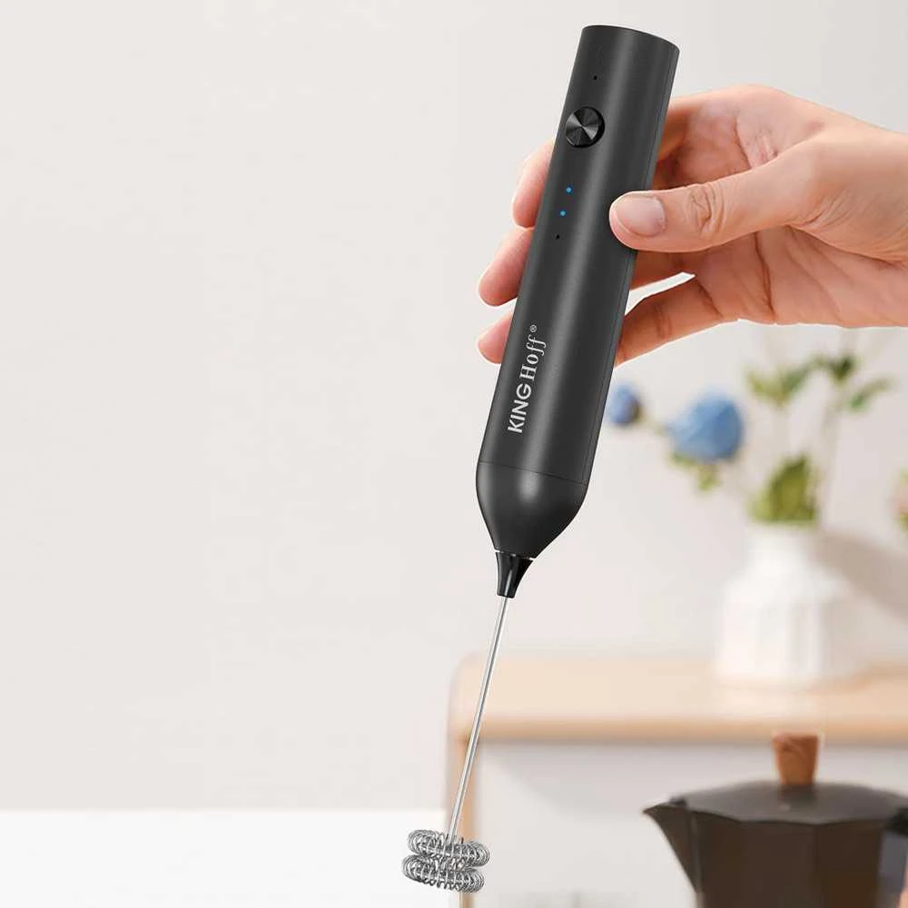 King Hoff Pieno putų plaktuvas, usb-c, 3 prędkości, 2 antgaliai, su stojak, kinghoff