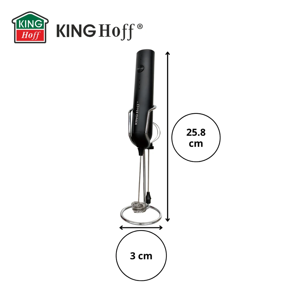 King Hoff Pieno putų plaktuvas, usb-c, 3 prędkości, 2 antgaliai, su stojak, kinghoff