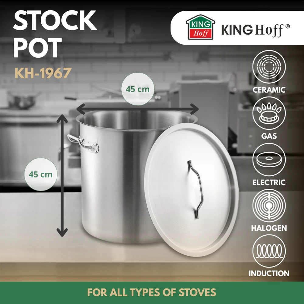 Garnek Puodas Gastronorm puodas, nerūdijantis plienas, skersmuo 45cm, 71l, kinghoff, kh-1967