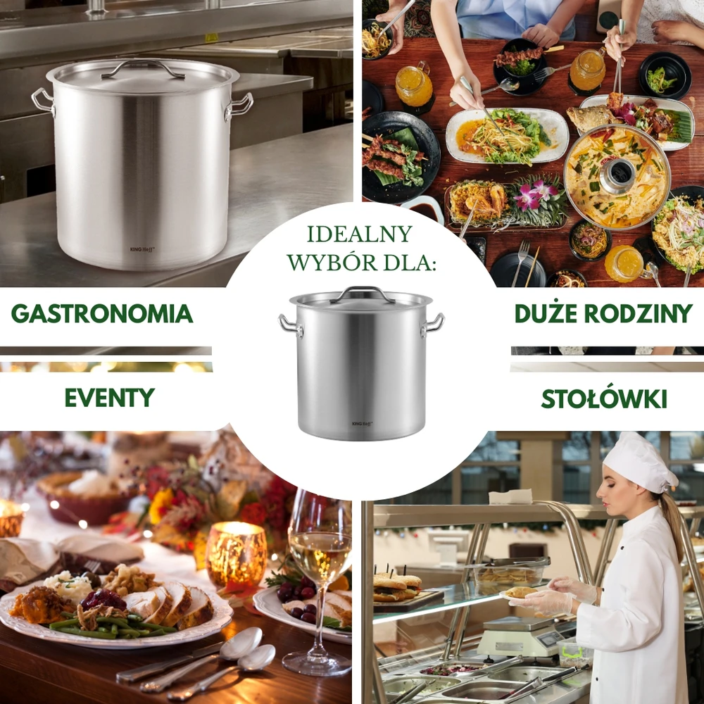 Garnek Puodas Gastronorm puodas, nerūdijantis plienas, skersmuo 45cm, 71l, kinghoff, kh-1967