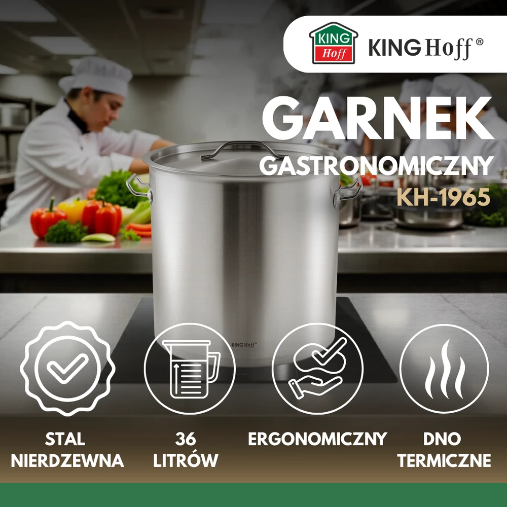 Garnek Puodas Gastronorm puodas, nerūdijantis plienas, skersmuo 36 cm, 36 l, kinghoff, kh-1965