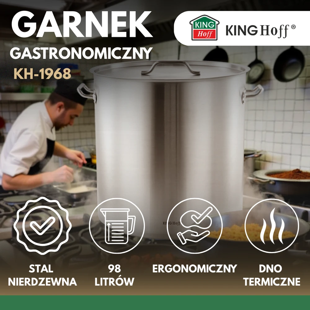 King Hoff Puodas Gastronorm puodas, nerūdijantis plienas, skersmuo 50cm, 98l, kinghoff, kh-1968