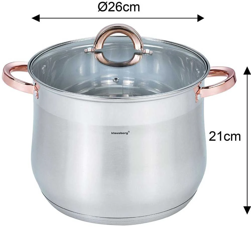 Plieninis puodas su dangčiu, 10,7 l, 2 cm skersmuo, Klausberg, kb-7794