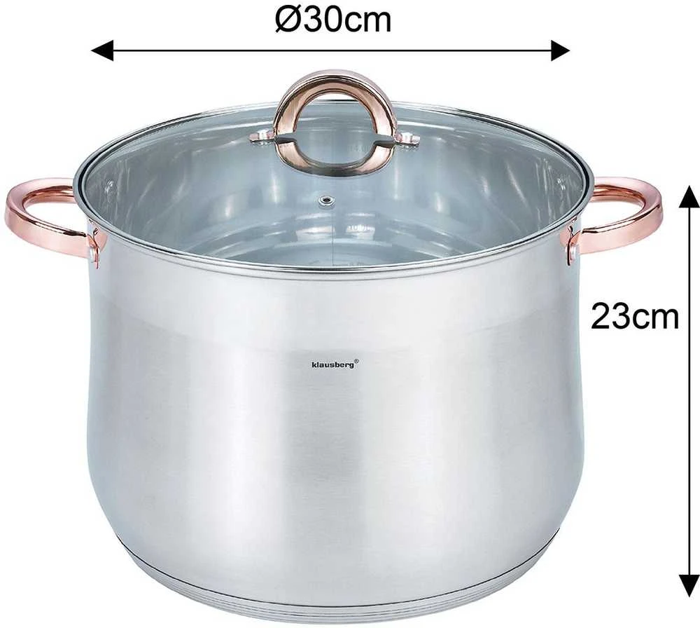 Plieninis puodas su dangčiu, 16 l, 30 cm skersmuo, Klausberg, kb-7796